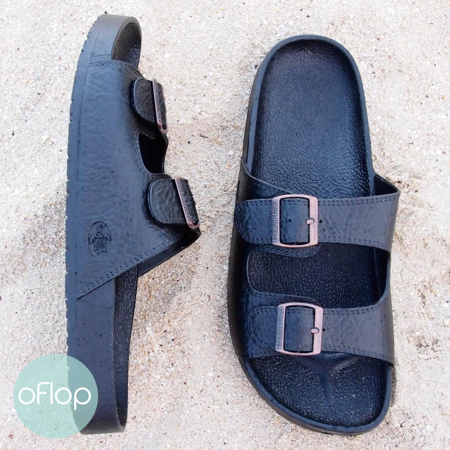 Sandals - Black Buckle Jandals - Pali Hawaii Hawaiian Jesus Sandals