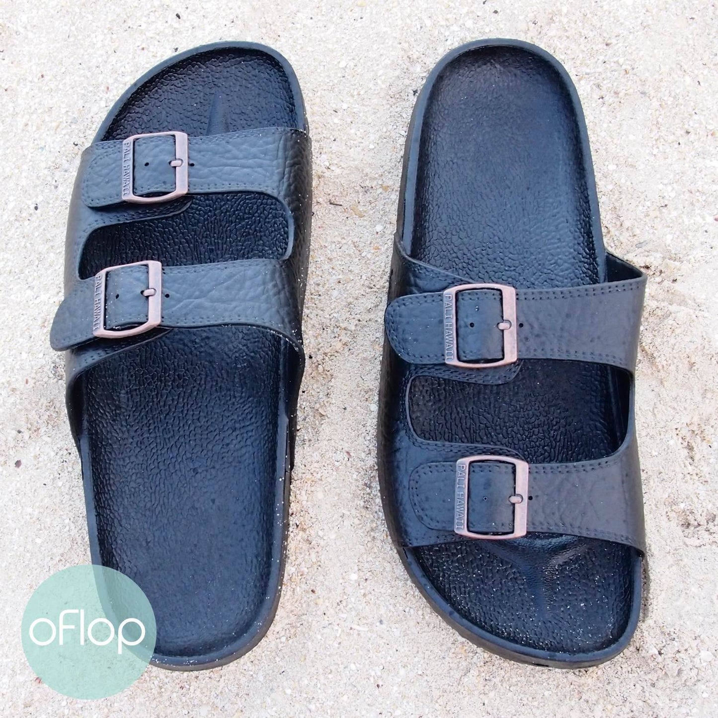 Sandals - Black Buckle Jandals - Pali Hawaii Hawaiian Jesus Sandals