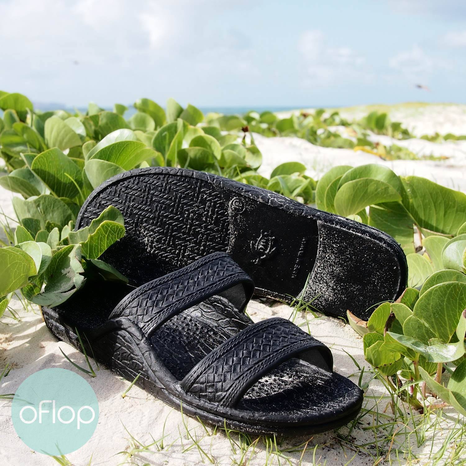 Black Classic Jandals ® -- Pali Hawaii Hawaiian Jesus Sandals – oFlop